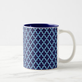 Preppy Navy en Light Blue Modern Tweekleurige Koffiemok