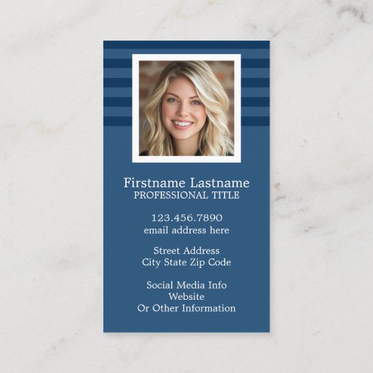 Preppy Navy gestreept patroon aangepaste naam en f Visitekaartje (Achterkant)