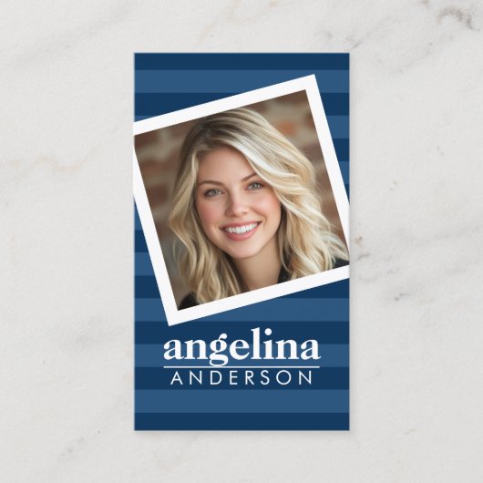 Preppy Navy gestreept patroon aangepaste naam en f Visitekaartje (Voorkant)