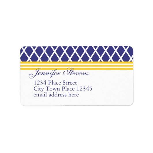 Preppy Navy Lattice Etiket (Voorkant)