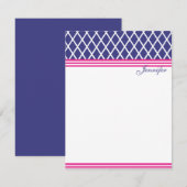 Preppy Navy Lattice Notitiekaartje (Voorkant / Achterkant)