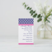 Preppy Navy Lattice Visitekaartje (Staand voorkant)