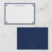 Preppy Navy Monogram Briefkaart (Voorkant / Achterkant)