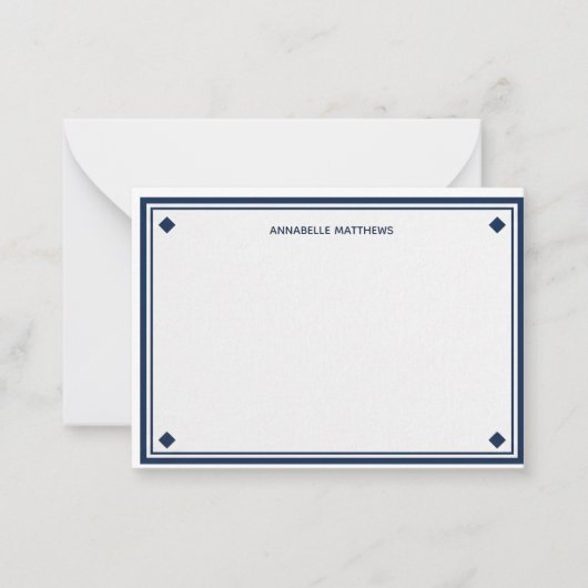 Preppy Navy Monogram Briefkaart (Voorkant)