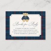 Preppy Navy Plaid Teddy Bear Book Request Informatiekaartje (Voorkant)