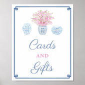 Preppy Navy Roze Kaarten En Cadeaus Bruiloft Feest Poster (Voorkant)