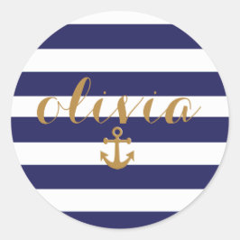 Preppy Navy Stripes & Anker Laptop Sticker