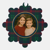 Preppy Navy Tartan Plaid Christmas Photo Ornament Kaart (Voorkant)