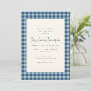 Preppy Navy Tealblauwe Gingham Baby Shower Kaart