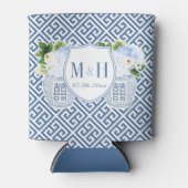 Preppy Navy White Floral Wedding Monogram Favor Blikjeskoeler (Voorkant)