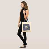 Preppy Navy White Octagon geometrisch monogram Tote Bag (Voorkant (model))