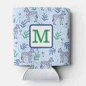 Preppy Navy Zebra Martinis Blauw Monogram Blikjeskoeler (Achterkant)