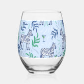 Preppy Navy Zebra Martinis Blauw Wijnglas Zonder Voet (Achterkant)