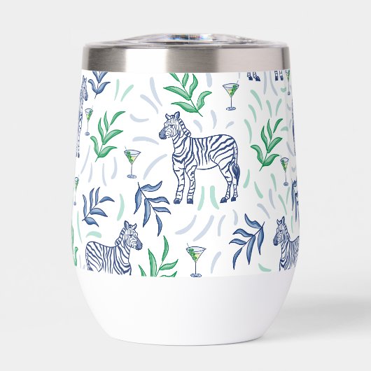 Preppy Navy Zebra Martinis White (Voorkant)