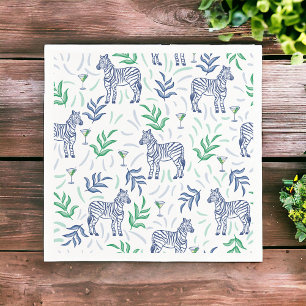 Preppy Navy Zebra Martinis White Servet