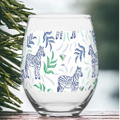 Preppy Navy Zebra Martinis White Wijnglas Zonder Voet