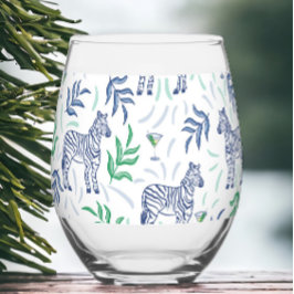 Preppy Navy Zebra Martinis White Wijnglas Zonder Voet
