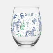 Preppy Navy Zebra Martinis White Wijnglas Zonder Voet (Voorkant)