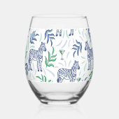 Preppy Navy Zebra Martinis White Wijnglas Zonder Voet (Achterkant)