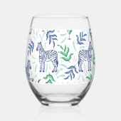 Preppy Navy Zebra Martinis White Wijnglas Zonder Voet (Links)