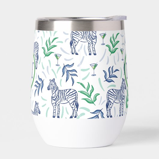 Preppy Navy Zebra Martinis Wit Monogram (Links)