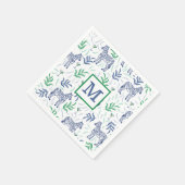Preppy Navy Zebra Martinis Wit Monogram Servet (Hoek)
