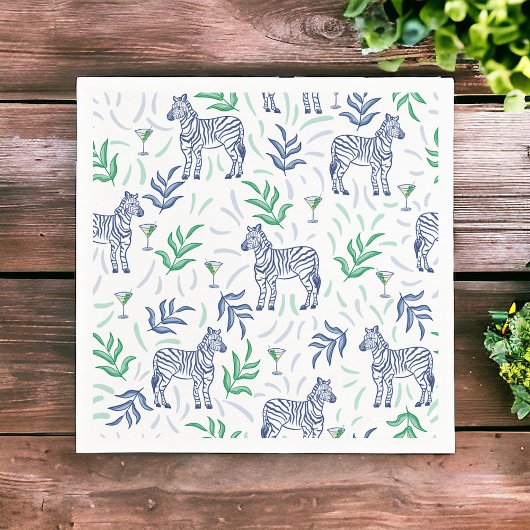 Preppy Navy Zebra Martinis Wit Servet