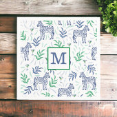 Preppy Navy Zebra Martinis Witte Monogram  Servet