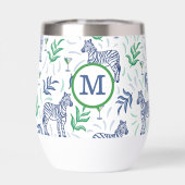 Preppy Navy Zebras met Martinis Monogram (Achterkant)