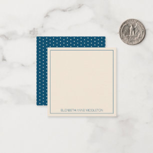Preppy Navyblauw en Crème Stippen Persoonlijk Gema Notitiekaartje