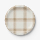 Preppy Neutrale Plaid Papieren Bordje (Voorkant)