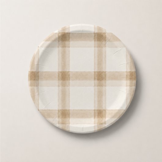 Preppy Neutrale Plaid Papieren Bordje