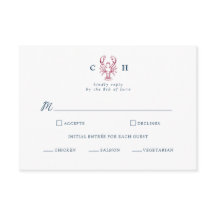 Preppy New England Kreeft Huwelijks RSVP Kaart
