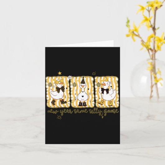 Preppy New Year Same Silly Goose Coquette Bow Happ Kaart (Gele Bloem)