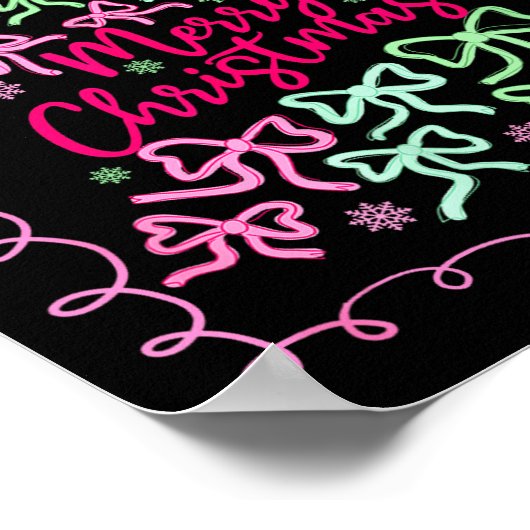 Preppy Nk Coquette Bow Christmas Tree Girly Xmas H Poster (Hoek)