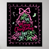 Preppy Nk Coquette Bow Christmas Tree Girly Xmas H Poster (Voorkant)