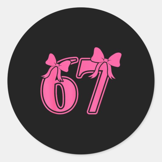 Preppy Nk Coquette Bow Lace 67 Six Seven Meme Wome Ronde Sticker (Voorkant)