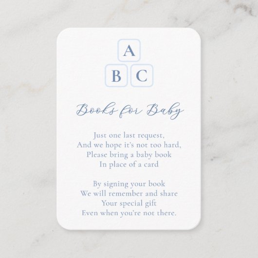 Preppy Nursery Blokt Boeken Voor Baby Boy Shower Informatiekaartje (Voorkant)