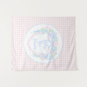 Preppy Nursery Waterverf Crest aangepaste naam Wandkleed (Voorkant (horizontaal))