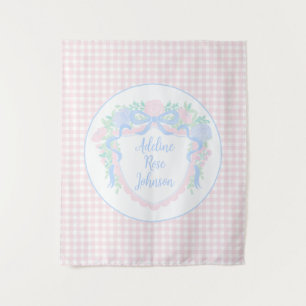 Preppy Nursery Waterverf Crest aangepaste naam Wandkleed