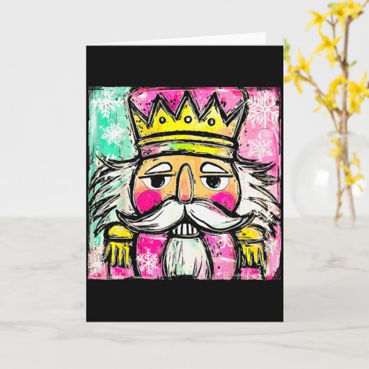 Preppy Nutcracker Christmas Girly Xmas Costume Kid Kaart (Gele Bloem)