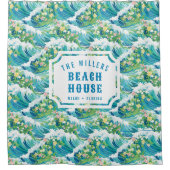 Preppy Ocean Waves | strandhuis Douchegordijn (Voorkant)
