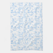 Preppy Oerwoud Chinoiserie Monogram in Lichtblauw  Theedoek (Verticaal)