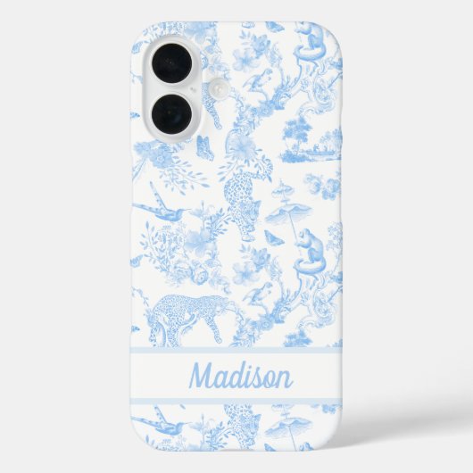 Preppy Oerwoud Chinoiserie Toile in lichtblauw Case-Mate iPhone Case (Achterkant)