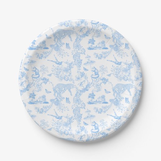 Preppy Oerwoud Chinoiserie Toile Papieren Bordje (Voorkant)