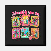 Preppy Oh Come Let Us Adore Him Christian Christma Magneet (Voorkant)