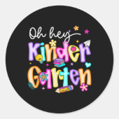 Preppy Oh Hey Kindergarten Back To School Teachers Ronde Sticker (Voorkant)