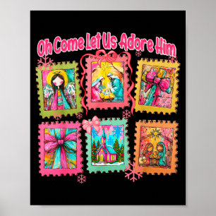 Preppy Oh Kom Laten Wij Hem Aanbidden Christelijk Poster