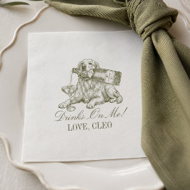 Preppy Olijfgroene Gouden Retriever Trouwdag Servet