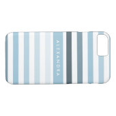 Preppy Ombre Strepen Patroon en Naam in Aqua Blue Case-Mate iPhone Case (Achterkant (Horizontaal))